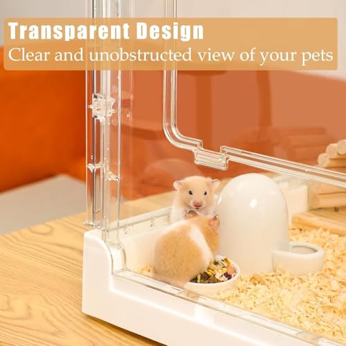 Hamster Cage & Guinea Pig Cages, Acrylic Cage for Small Animal Pets, Large Transparent Gerbil Cage and Habitats, Hedgehog, Dwarf Hamster, Rat, Mouse - size: 27.5"L x 17.0"W x 13.4"H