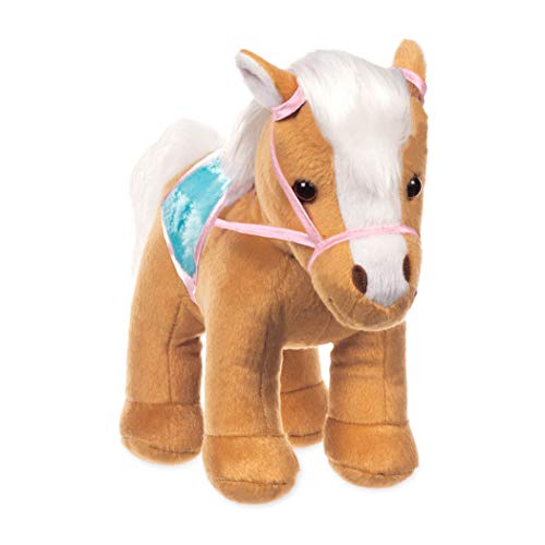 Pucci Pups Pucci Pals Plush Horse Carrier Set, Beige Horse Purse, Pet | Beige plush horse with white mane and tail, blue saddle, pink and blue carrier bag, carrot and comb for play, Pet, 2+ Years - style: Horse - Blue & Pink Bag