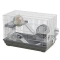Large Hamster Cage Starter Kit 22x13x15in for Syrian Hamster Dwarf Hamster | Multilevel with Hanging Hideout Ø6", Silent Wheel Ø6", Sand Bath, Tube Ports, Platforms, Ladders, Water Bottle, Food Bowl