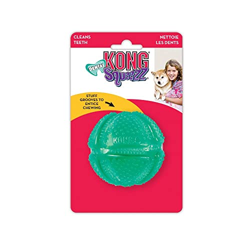 KONG Squeezz Dental Ball - Dog Toy for Cleaning Teeth - Flexible Chew Toy for Gentle & Mild Chewers - for Medium/Large Dogs | Flexible Squeezable Dental Toy for Gentle & Mild Chewers, Helps Clean Teeth & Gums During Engaging Play - style: Ball