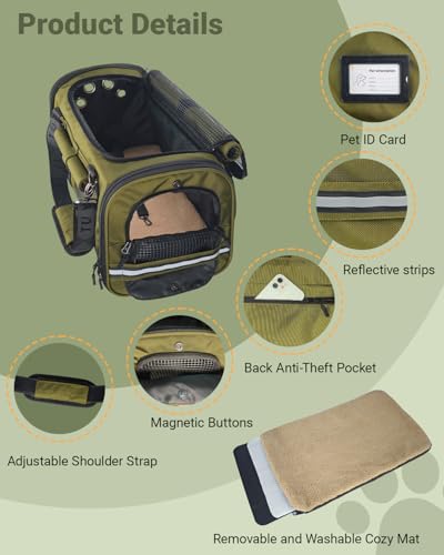 Soft-Sided Cat Carrier for Anxious Cats, Privacy Flaps 17x9.5x10.5in | 1680D Nylon, Metal Hardware, Reinforced Resin Mesh, Locking Zippers & Anti-Sag Base for Vet, Car and Under-Seat Air Travel.