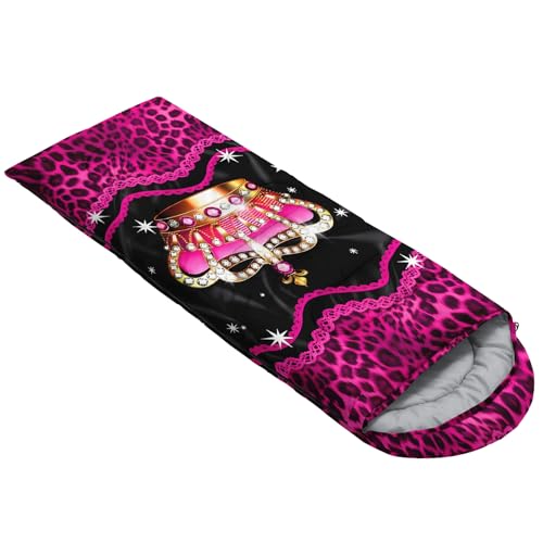 QOOMO Camping Sleeping Bags,3 Season Warm & Cool Weather,Lightweight,Waterproof Sleeping Bags for Adults & Kids,Traveling,and Outdoors,Camping Gear Equipment - color: pink crown
