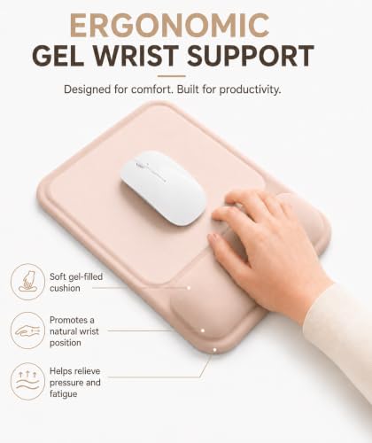 Ergonomic Mouse Pad with Wrist Rest, Gel Mousepad with Soft Wrist Support, Non-Slip PU Base, Smooth Surface Mouse Pad for Wrist Pain Relief, Computer Laptop Office Home & Gaming (Nude Apricot) - color: Nude Apricot
