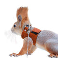 Squirrel Traction Rope with 1.8m Lead Leah, Adjustable Small Animal Walking Harness, Anti-Biting Chain Rope Vest Strap for Hamster Gerbil Rat Mouse Ferret Chinchilla and Small Animals - color: Brown
