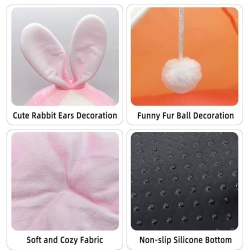 Guinea Pig Bed,Fleece Bunny Hideout House,Warm Rabbit Sleeping Bed with Pee Pad,Winter Large Hiding Hut for Hamster Ferret Rat Chinchilla Hedgehogs,Pink - color: Pink