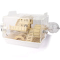 Cycodo 8 in 1 Acrylic Hamster Cage,2-Tier Dwarf Hamster Cage with Wooden Wheel & Hideout,Small Hamster Habitat with Accessories,Clear Pet Mice House(White,14" L*10" W*11" H) - color: White