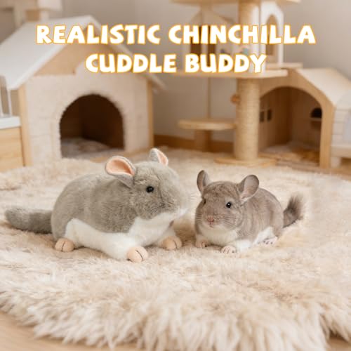 YUEPET Soft Chinchilla Cuddler Plush Toy, Guinea Pig Plush Toy for Cages | Chinchilla Cage Accessories, Chinchilla-Shaped Plush, Thick Plush Fabric, Flat Base, Washable, For Indoor Cages