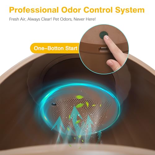 Eggloa6 Hidden Cat Litter Box with Artificial Plants ＆ Odor Removal System, Egg-Shaped Enclosure Includes Scoop ＆3PCS Liners Secret, Discreet Furniture, DIY Assembly Cat Litter Box Cabinet (Brown) - color: Brown