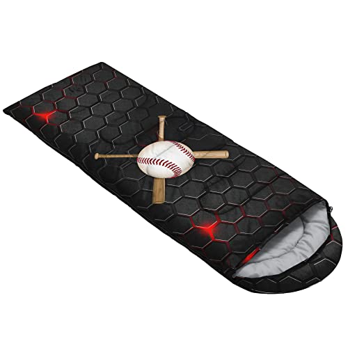 QOOMO Camping Sleeping Bags,3 Season Warm & Cool Weather,Lightweight,Waterproof Sleeping Bags for Adults & Kids,Traveling,and Outdoors,Camping Gear Equipment - color: Baseball 2