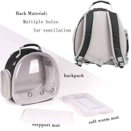 Bearded Dragon Travel Carrier Backpack with Soft Warm Mat Set,Lizard Backpack Carrier,Space Capsule Clear Bubble Window Astronaut Reptile Carrier Backpack for Guinea Pig,Sugar Glider,Bunny - color: Blue