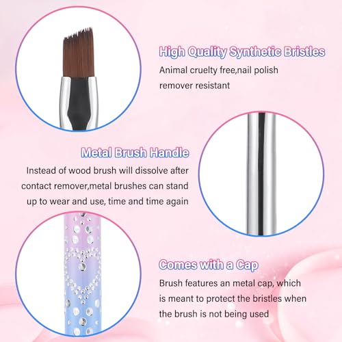 3Pcs Nail Clean Up Brushes, Nail Brushes for Cleaning Polish Mistakes | Clean Up Brushes with Flat, Angled and Round Tips for Polish Mistakes, Cuticle Edges, Gel Cleanup and Nail Art Manicures - color: A Blue