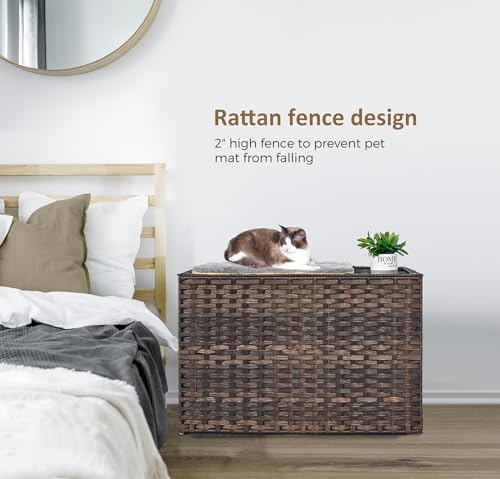 Large Cat Litter Box Enclosure, Hidden Litter Box Furniture with Litter Mat | Side Entry Design, Easy-Clean Removable Top, Quick Assembly, Raised Edge for Secure Items, Side Grip Cutouts - color: Brown, size: 30.3'' L X 18.2'' W X 20.5'' H