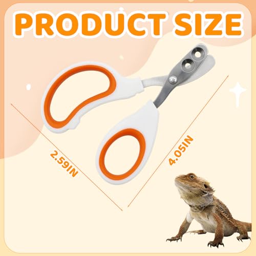 Stainless Steel Bearded Dragon and Lizard Nail Clippers (Orange), Bearded Dragon Supplies, Durable Reptile Grooming Tool, Nail Scissors for Small Reptiles, 10.3 x 6.6 cm