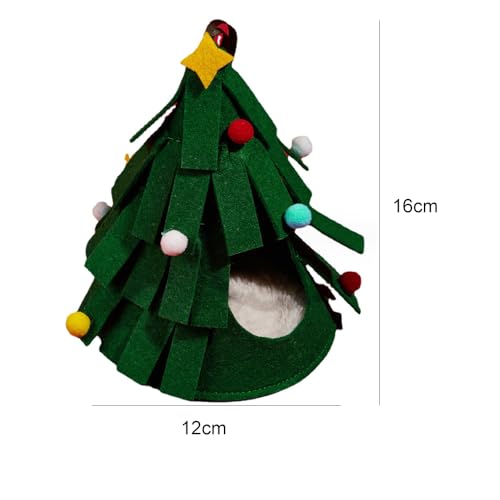 5 Pcs Hamster Set Chew Toys Tree Wooden Seesaw Habitat Décor Cloth Christmas Hat for Small Animal Chinchillas, Bunny,Mice,Rats,Mouse (Christmas Set)