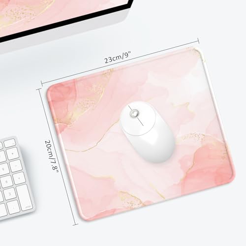 Mouse Pad with Stitched Edge, Multiple Patterns Computer Mouse Pads with Non-Slip Rubber Base, Washable Cloth Mousepad, for Gaming, Laptop, PC (Blush Gold) - color: 30Blush Gold