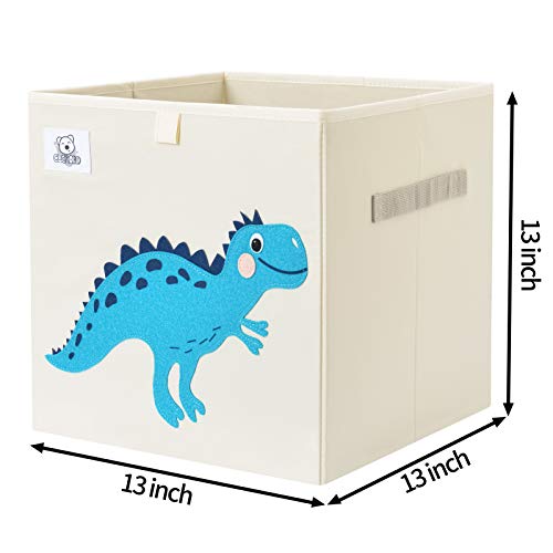 13 Inch Animal Cube Storage Bins, Foldable Fabric Kids Toy Box & Toy Chest | Kids Storage Cubes, Toy Storage Organizer Basket for Toddlers, Boys and Girls, Playroom and Nursery (Dino T-Rex) - color: Dino T-Rex