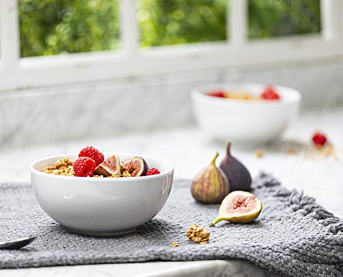 KooK Ceramic Cereal Bowls, Microwave, Dishwasher and Freezer Safe, Porcelain Dishes for Soup, Pasta, Salad, Oatmeal, Deep Interior, 24 oz, Marshmallow White (4) - color: Marshmallow, 4 Pack