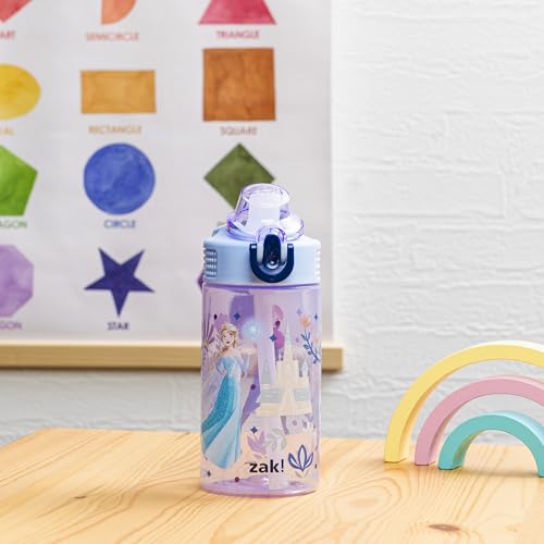 Zak Designs Disney Frozen Sage 16oz Leak-Proof Straw Kids Water Bottle | BPA Free, Durable Plastic, Cupholder Friendly, Dishwasher Safe, Easy to Clean, Lid Lock, Handle, For School, Home, Travel - color: Disney Frozen (Anna, Elsa, Olaf), size: 16 Ounces