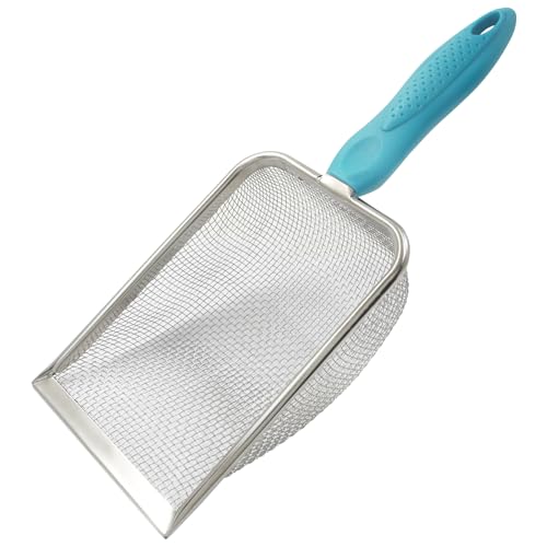 Murtenze Stainless Steel Cat Litter Scoop, Non-Stick Coated Metal Fine Sand Litter Scoop, Mesh Shovel for Reptile Kitten Pooper (Blue, 2mm mesh) - color: Blue