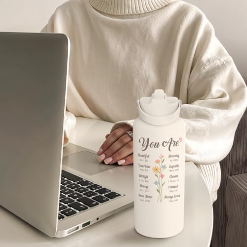 Christian Gifts for Women, Inspiration Water Bottle 32oz Stainless Steel Insulated with Lid, Religious Gifts for Mom Friends Ladies on Birthday Mother's Day Christmas - color: Christian 2