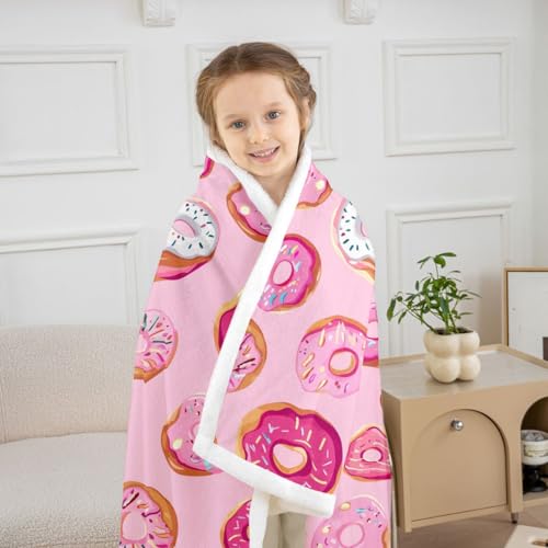 Feelyou Girls Donuts Blanket - Pink Chocolate Doughnut Throw for Couch, Bed, Sofa - Kawaii Food Sherpa Blanket - 30"x40" - color: Multi 3, size: Baby