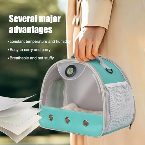 Bearded Dragon Carrier, Reptile Travel Bag with Built-in Thermometer Hygrometer, Breathable Small Animal Carrier with Clear View Window, Portable Guinea Pig Carrier for Gecko, Snake, Hamster - color: Green