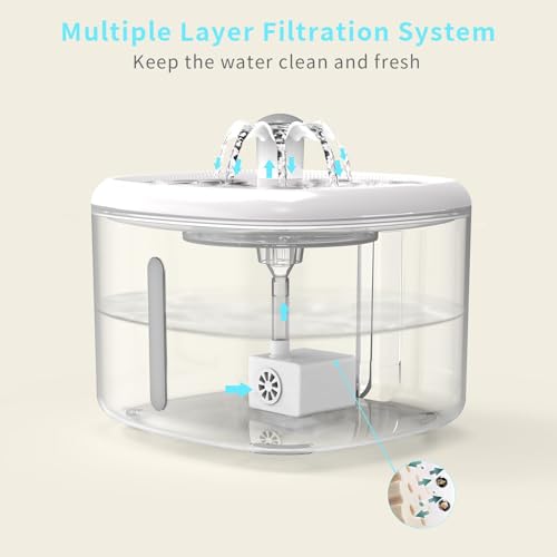 Cat Water Fountain,2.5L/84oz Pet Water Fountain for Cats Inside, Cat Fountain for Drinking with Ultra Quiet Pump(≤20dB)& LED Blue Light - for Pets S - color: W01-8-Cushion