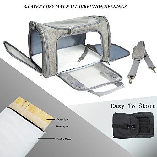 Soft Sided Carrier for Small Medium Cats Dogs,TSA Airline Approved Collapsible Travel Pet Carrier Medium Grey - color: Grey, size: Medium
