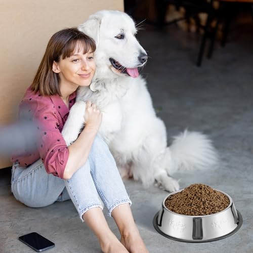8 Pack Stainless Steel Dog Bowls Metal with Rubber Base Non-Slip Pets Puppy Cats Feeding Food and Water Bowls Dishwasher-Safe for Indoor Small Medium Large Dogs Cats Kitten Rabbit(47.3 oz) - size: 47.3 oz