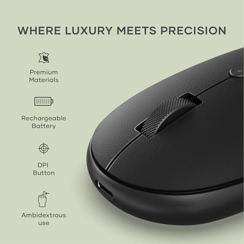 Satechi OntheGo Bluetooth Mouse, Connect Up to 3 Devices, for Laptop, Black | USB-C rechargeable battery, compact & portable, for laptop, computer, tablet - color: Black