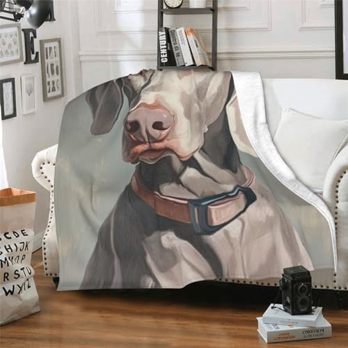 Weimaraner Dog Blanket Gifts for Women Girls Kids Dog Lovers, Puppy Flannel Blankets, Warm Cozy Soft Throw for Bedroom, Camping, Couch, Decor 40x50 in - color: Weimaraner Dog, size: 40"x50"