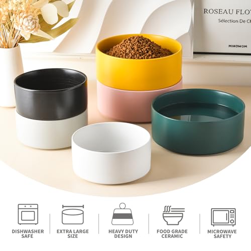 6'' Ceramic Dog Bowl - 30Oz Classic Dogs Food & Water Bowl for Small and Medium Breed Dogs, Heavy Duty Non-Slip Dog Dishes, Food Grade Stoneware Pet Bowl, Dishwasher & Microwave Safe, Yellow - color: Bowl - Yellow, size: 6 inch