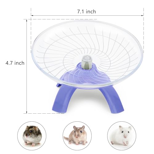 Silent Hamster Exercise Running Wheel Flying Saucer, Purple | Non-slip surface, smooth & quiet spinning, durable plastic, encourages healthy exercise, for dwarf hamsters/mice/gerbils - color: Purple