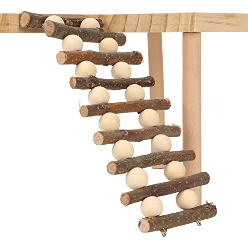 Pssopp Hamster Climbing Ladder, Premium Adjustable Wooden Activity Playground Platform for Hamster Cage Small Pet Natural Wood 29 x 20 x 15.5 cm 1 Set