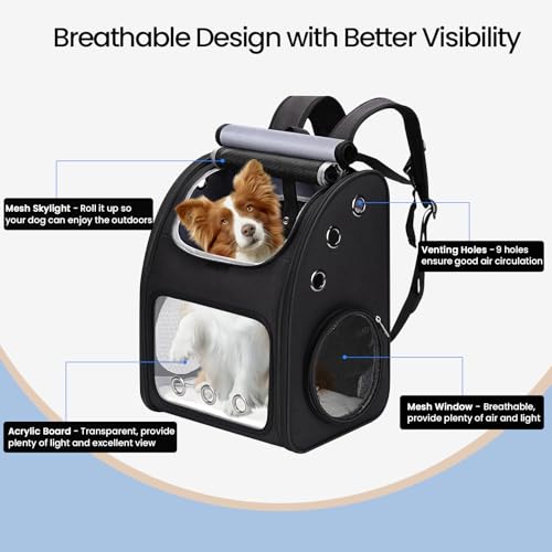 Expandable Cat Backpack Carrier, Large Space, Airline Approved, XL | Pet Carrier Backpack Up to 25 lbs, Portable Cat Travel Backpack, Ideal for Traveling/Hiking /Camping/Vet, Black - color: Black-XL