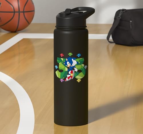Sonic the Hedgehog: 35th Anniversary Key Visual Stainless Steel Insulated Water Bottle - color: Black