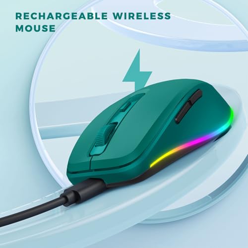 PEIOUS Wireless Mouse Jiggler - Keep Computers Awake, Dark Green | Rechargeable LED Mouse, Silent Clicks, Adjustable DPI and Random Movement Keep Computers Awake for Laptop/PC/Mac - color: Dark Green