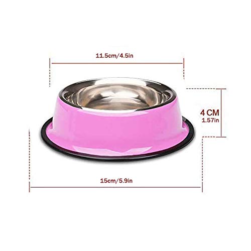 YUDANSI Stainless Steel Shallow Cat Bowls 3 Pack, Puppy Small Dogs Feeder for Food Water, Lightweight Small Pet Dish Set Multi-color for Wet Food Kibble Treats, Non Slip Anti Overturning Feeding Plate - color: 5.9in