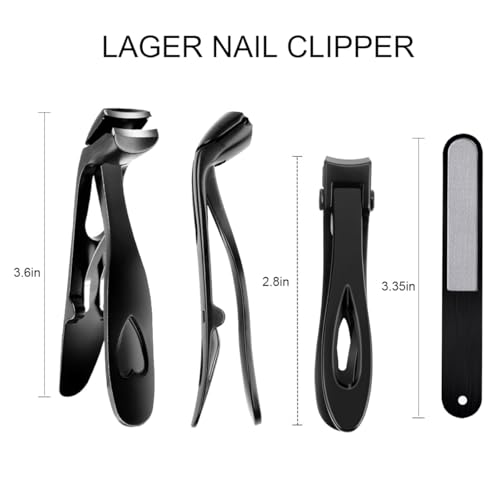 Nail Clippers for Seniors, Wide Jaw Fingernail & Toenail Clippers | Angled Head Toenail Clippers for Thick Nail, Professional German Nail Clippers for Men, Women & Pregnant - color: Black 1