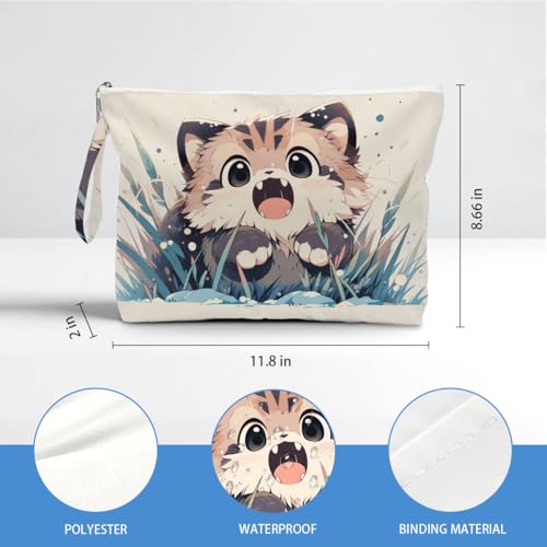 ENGVZ Wet Dry Bag, Waterproof Travel Pouch, Large Zipper Bag For Swimsuits, Diapers, Toiletries, Makeup, Women And Girls Cute Surprised Kitten - color: Cat