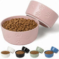 Ceramic Dog Bowl Set of 2 w/ Anti-Skid Base 6.5"W x 2.5"H, 3.8 Cup Capacity | Thick Ceramic, Dishwasher Safe, Anti-Skid Rubber Base, 3.8 Cups per Bowl, Ceramic Food & Water Bowls Set of 2 for Medium Dogs - color: Blush Pink, size: Medium