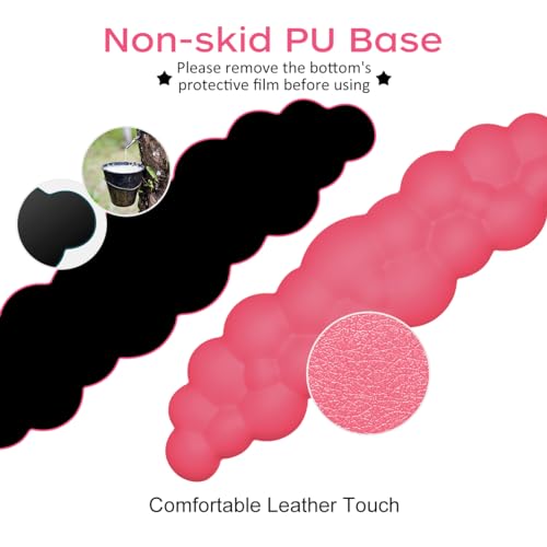 JIKIOU Upgrade Leather Cloud Wrist Rest for Keyboard and Mouse & Cup Pad | Wish Gift-Cute Cloud Shape, Comfortable and don’t Irritate to Skin, Non-Slip PU Base,Soft Memory Foam filled for Pain Relief - color: 12rose Red