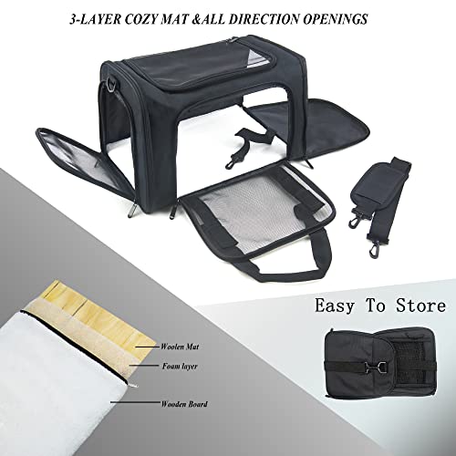 Soft Sided Carrier for Small Medium Cats Dogs,TSA Airline Approved Collapsible Travel Pet Carrier Medium Black - color: Black, size: Medium