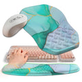2-in-1 Ergonomic Set, Wave Keyboard Wrist Rest and Massage Slope Mouse Pad Wrist Support, Rebound Memory Foam for Relieve Carpal Tunnel Syndrome and Wrist Pain (Green Gold Marble) - color: Green Gold Marble