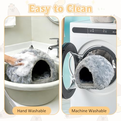 PINVNBY Guinea Pig Hideout House Ferret Bed Chinchilla House Cave Bunnies Hides Winter Nest Hamster Cage Accessories Rat Bedding for Small Animals Dwarf Hedgehogs Rabbit（Grey） - color: Grey