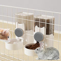 kathson Rabbit Gravity Auto Feeder Set 35oz Hanging Automatic Food Water Dispenser Cage Automatic Feeder Set for Rabbit Chinchilla Guinea Pig Hedgehog Ferret Kitty Puppy (Grey) - color: Gray
