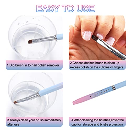 Nail Art Clean Up Brushes,Nail Brushes for Cleaning Polish Mistakes on the Cuticles, Acetone Resistant Nail Brush, Fingernail Cleaning Brushes for Nail Art and Designs (2 Pcs Round&Angled) | Clean Up Brushes with Round and Angled Tips for Polish Mistakes,
