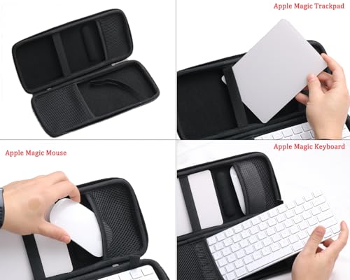 Hard Case Compatible with 67 68 Keys Apple Magic Keyboard + Magic Trackpad + Apple Magic Mouse,Black - color: Black
