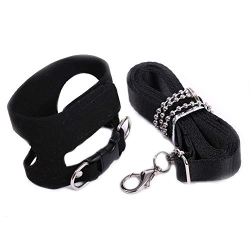Squirrel Traction Rope with 1.8m Lead Leah, Adjustable Small Animal Walking Harness, Anti-Biting Chain Rope Vest Strap for Hamster Gerbil Rat Mouse Ferret Chinchilla and Small Animals - color: Black