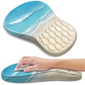 YIWEI Ergonomic Mouse Pad with Wrist Rest for Carpal Tunnel Pain Relief | Memory Foam Wrist Support,Non-Slip Rubber Base, Keyboard Computer Mousepad,Lycra Cloth Surface,Gaming Home Office - color: Beach-1